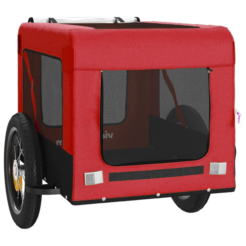 Vidaxl Remolque De Bicicleta Mascotas Hierro Tela Oxford Rojo Negro_5