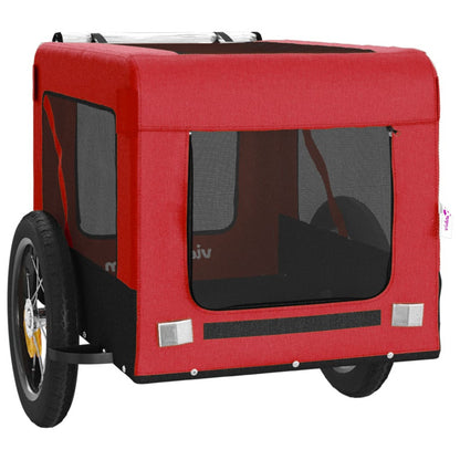 Vidaxl Remolque De Bicicleta Mascotas Hierro Tela Oxford Rojo Negro_5