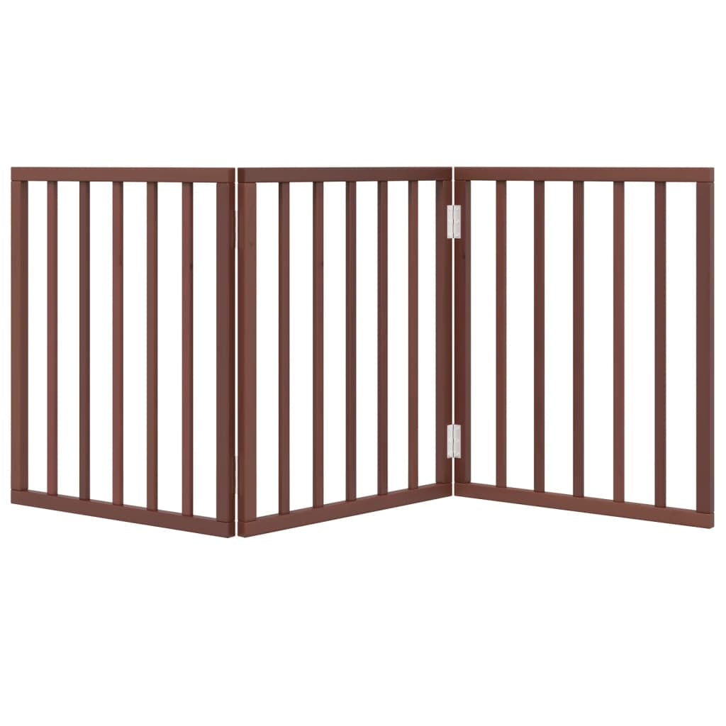 Vidaxl Puerta Para Perros Plegable 3 Paneles Madera Álamo Marrón 150cm_3