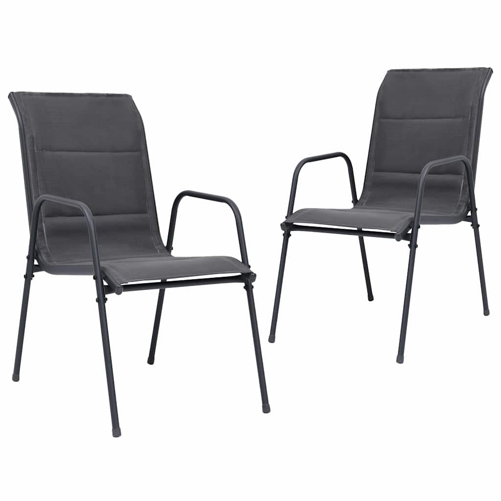 Vidaxl Sillas De Jardín Apilables 2 Uds Acero Textilene Gris Antracita_0
