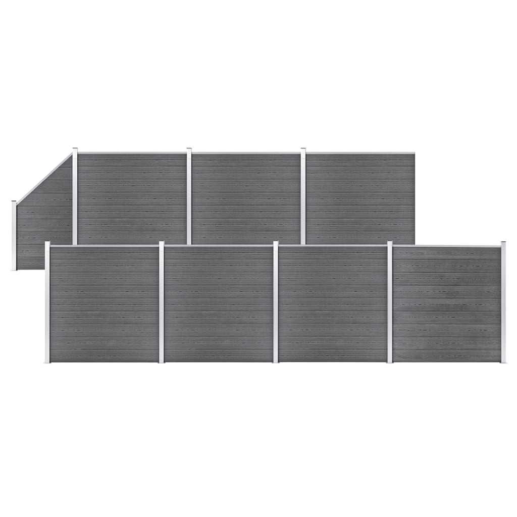 Set De Valla 7 Cuadradas + 1 Oblicua Wpc Gris 1311x186 Cm / Vetonek_3