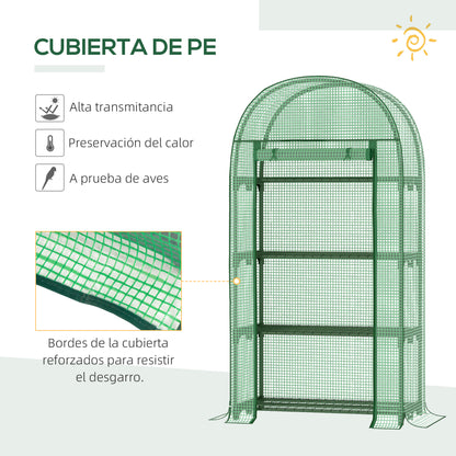 Outsunny Invernadero De Jardín Con 4 Estantes Y Puerta Enrollable 80x49x160 Cm_4