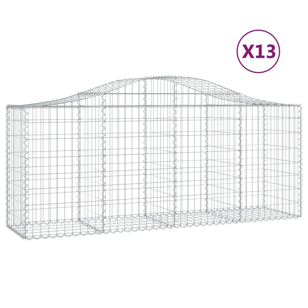 Cestas De Gaviones 13 Uds Forma De Arco Hierro 200x50x80/100 Cm_0