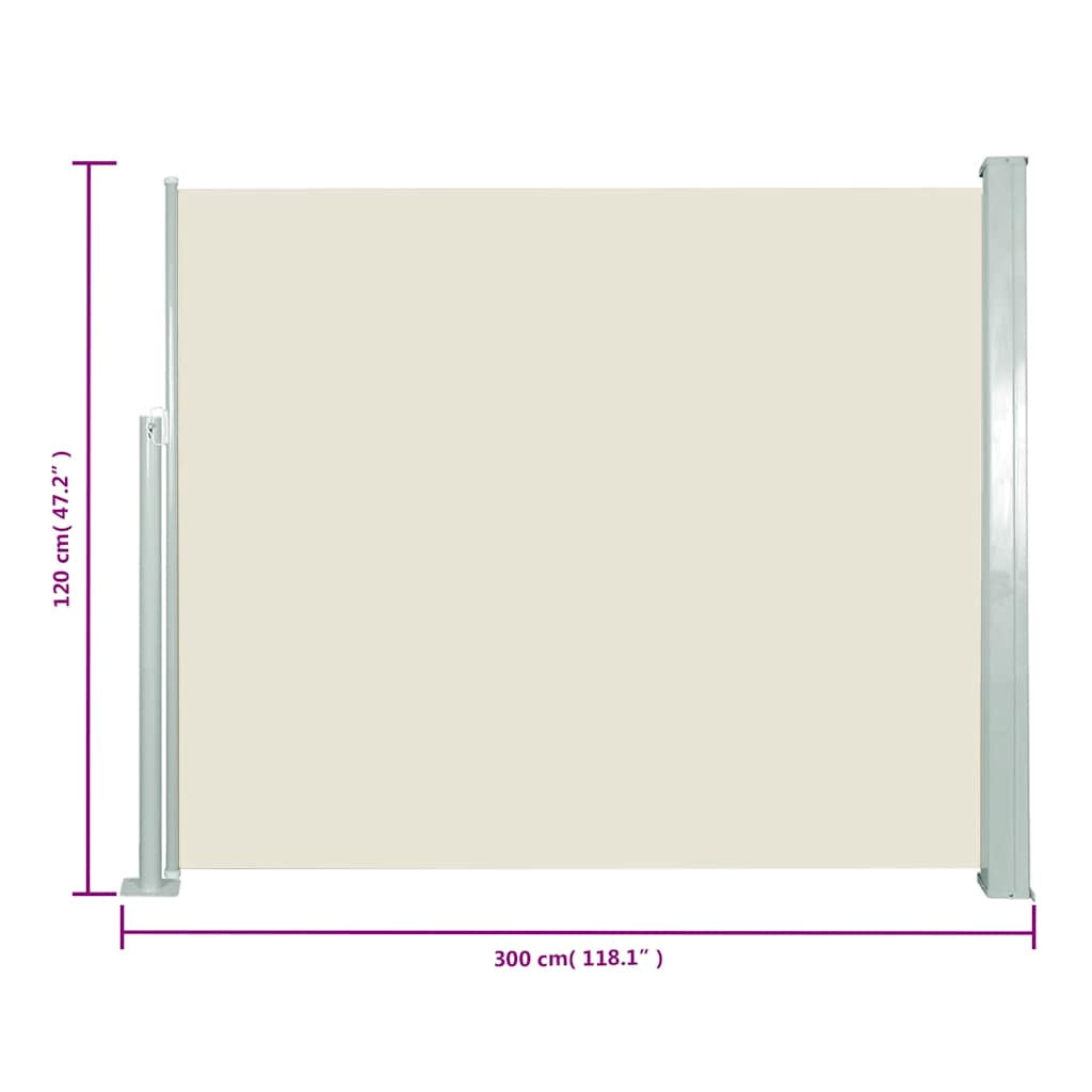 Vidaxl Toldo Lateral Retráctil 120x300 Cm Crema_4