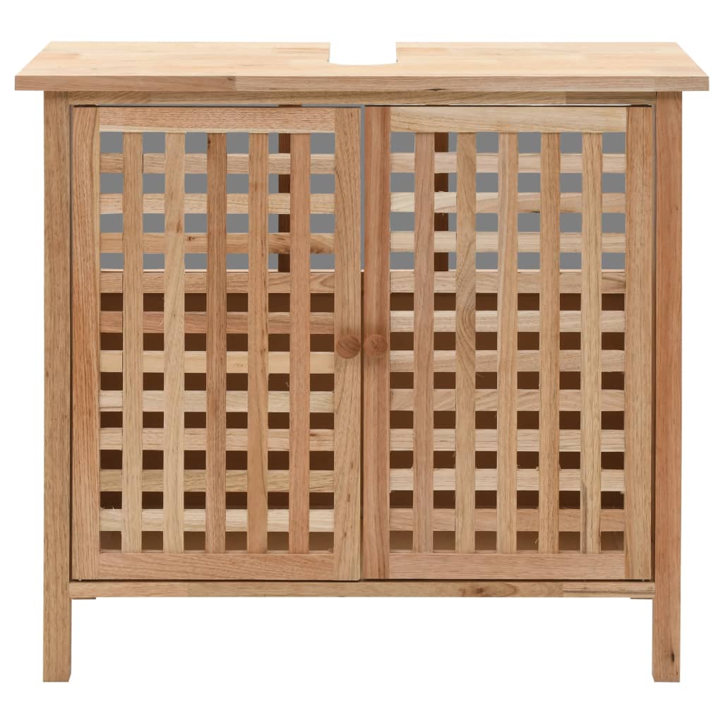 Mueble De Lavabo Madera Maciza De Nogal 66x29x61 Cm_2