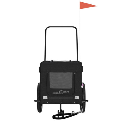 Remolque De Bicicleta Mascotas Hierro Tela Oxford Negro_4