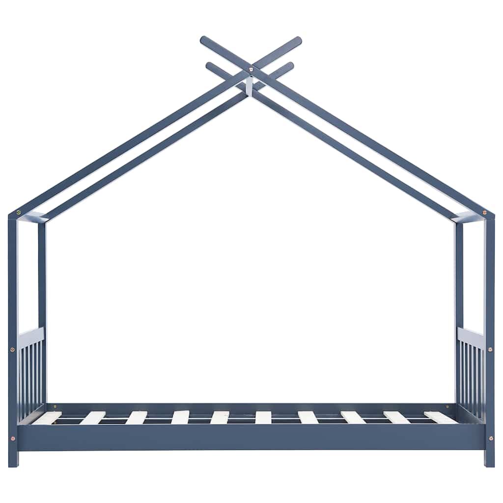 Vidaxl Estructura De Cama Infantil Madera Maciza Pino Gris 70x140 Cm_3