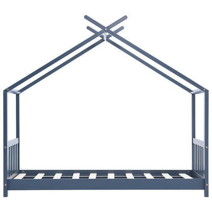 Vidaxl Estructura De Cama Infantil Madera Maciza Pino Gris 70x140 Cm_3