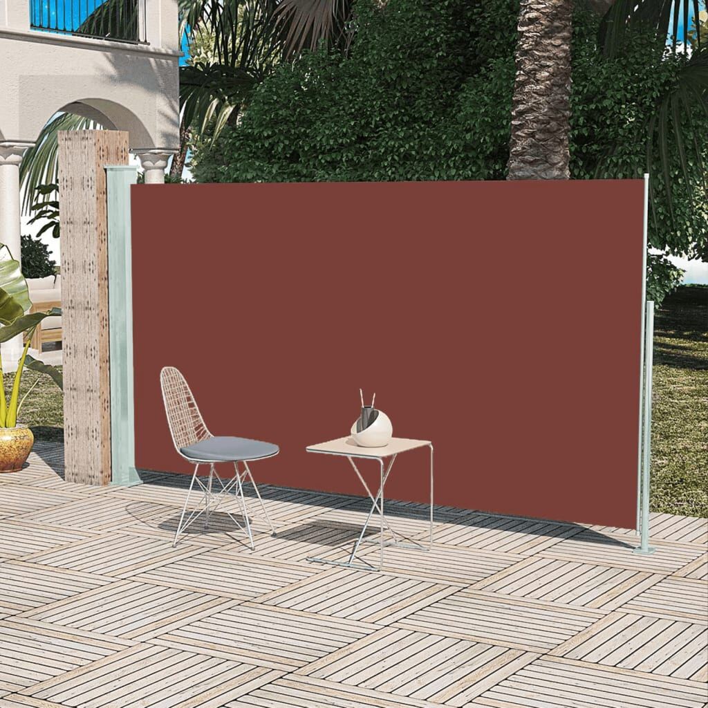 Vidaxl Toldo Lateral Retráctil De Jardín Marrón 160x300 Cm_1