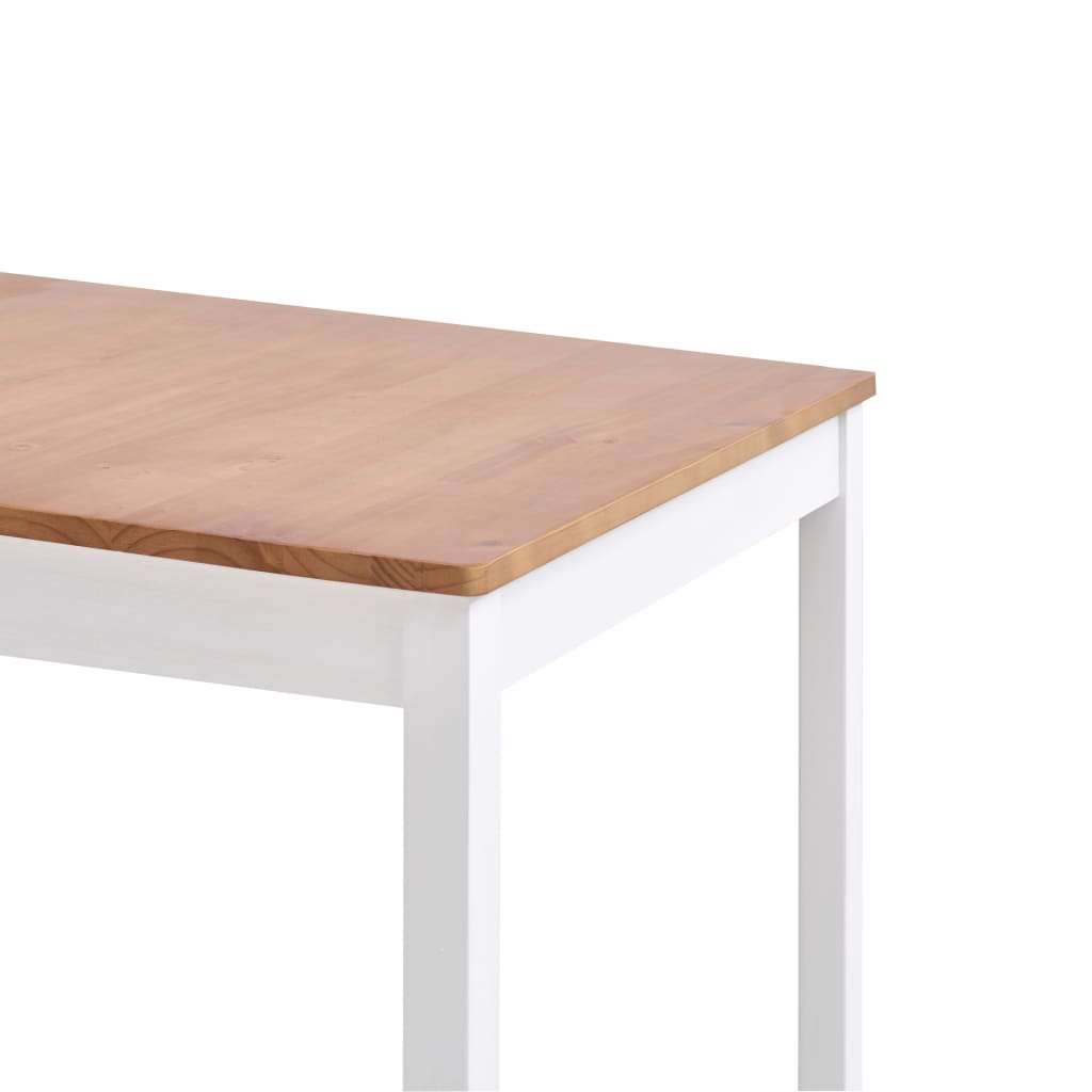 Mesa De Comedor De Madera De Pino Blanco Y Marrón 180x90x73 Cm_2
