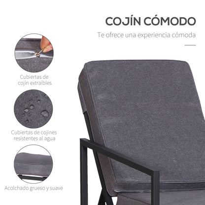 Outsunny Conjunto De Muebles De Terraza 2 Sillas 1 Mesa 2 Reposapiés Color Gris_5