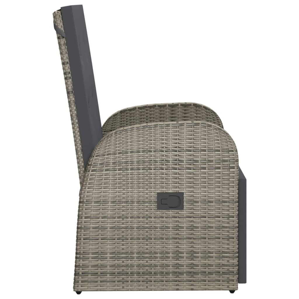 Vidaxl Sillón Reclinable De Jardín Con Cojín Ratán Sintético Gris_3