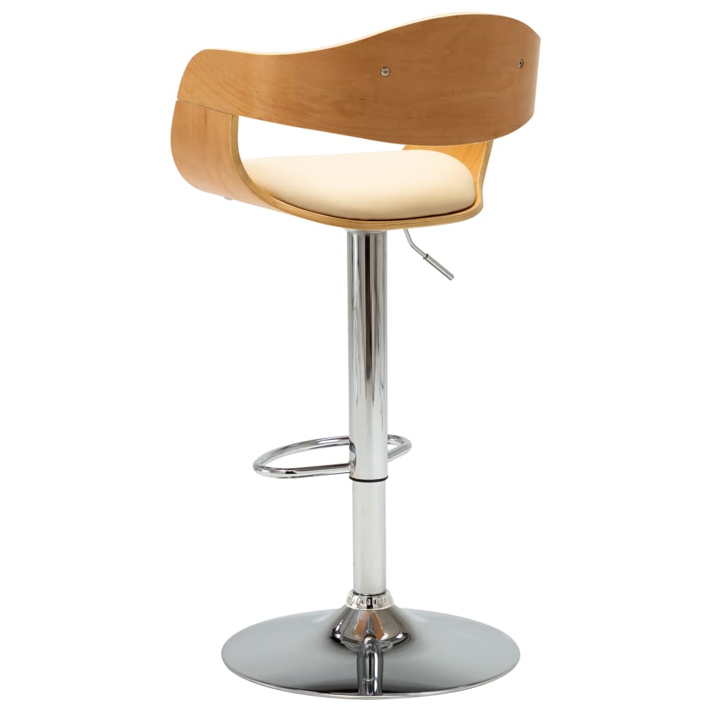 Taburetes De Cocina 2 Uds Madera Curvada Cuero Sintético Crema_4