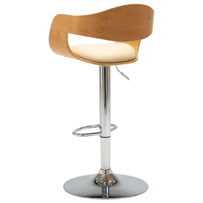 Taburetes De Cocina 2 Uds Madera Curvada Cuero Sintético Crema_4