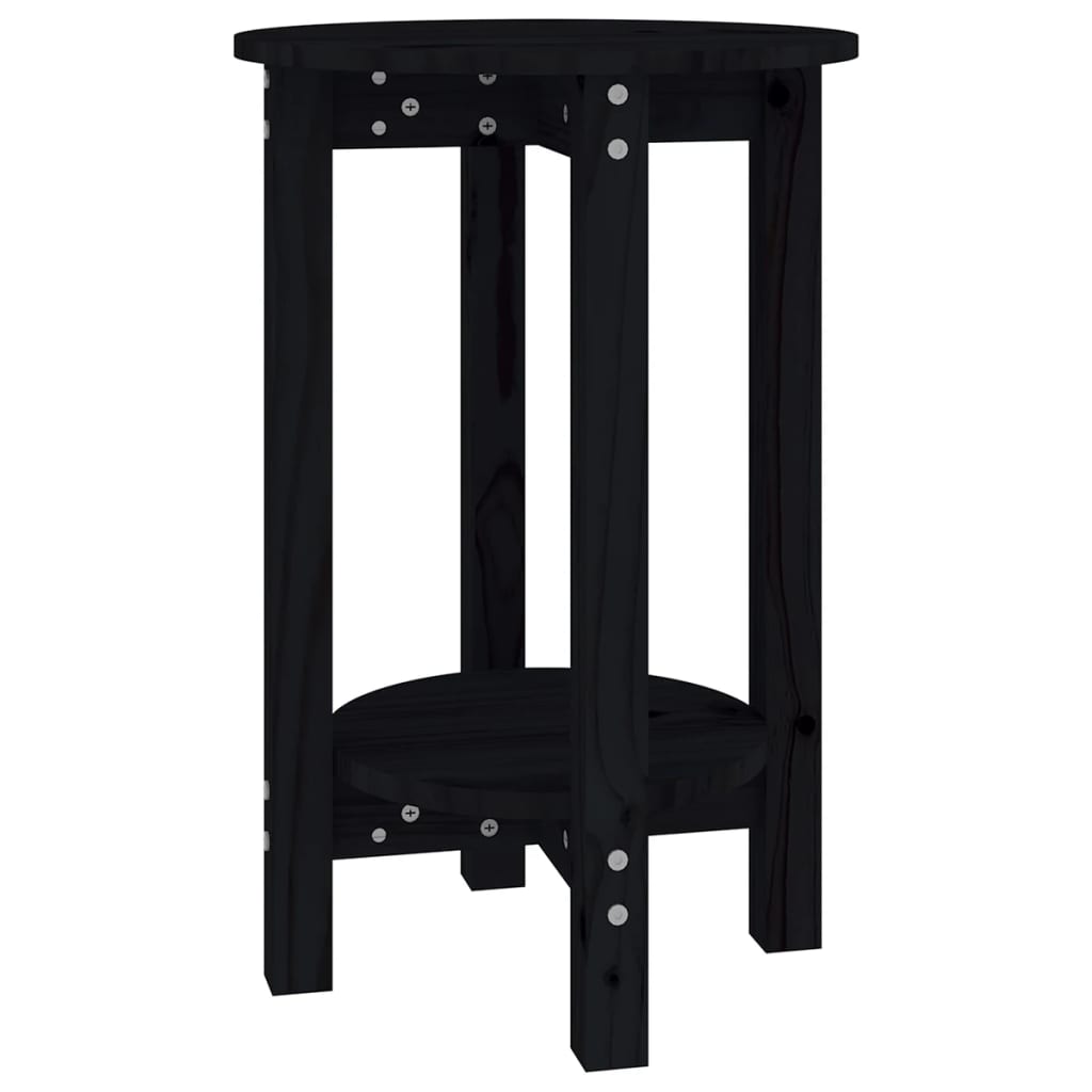 Mesa De Centro De Madera Maciza De Pino Negro Ø40x60 Cm_0