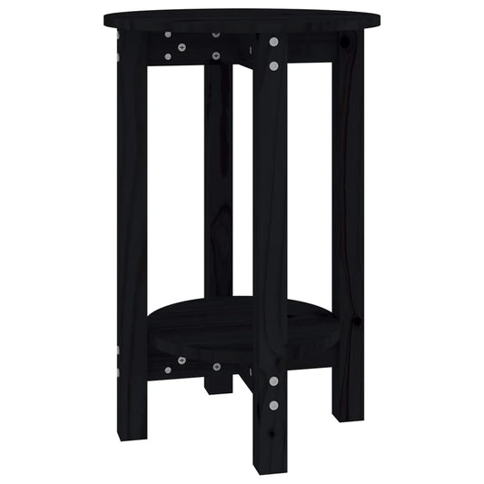 Mesa De Centro De Madera Maciza De Pino Negro Ø40x60 Cm_0