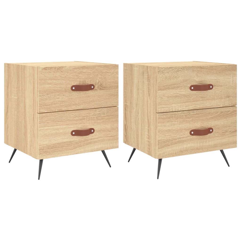 Mesita Noche 2 Uds Madera Ingeniería Roble Sonoma 40x35x47,5 Cm_0