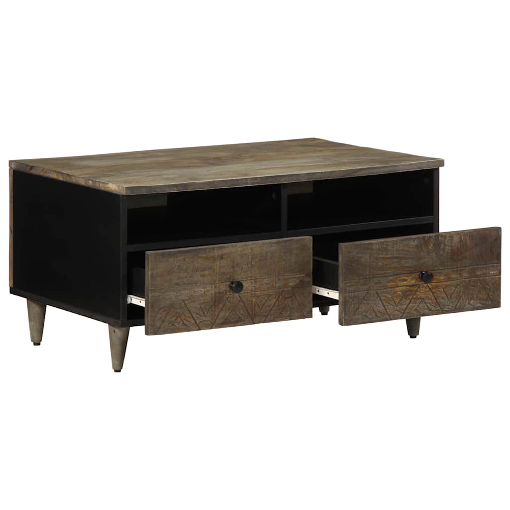 Mesa De Centro Madera Maciza De Mango Gris Claro 80x54x40 Cm_1