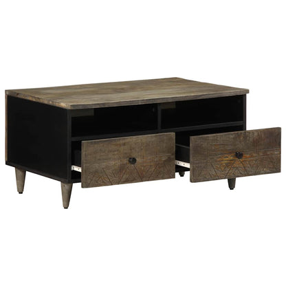 Mesa De Centro Madera Maciza De Mango Gris Claro 80x54x40 Cm_1