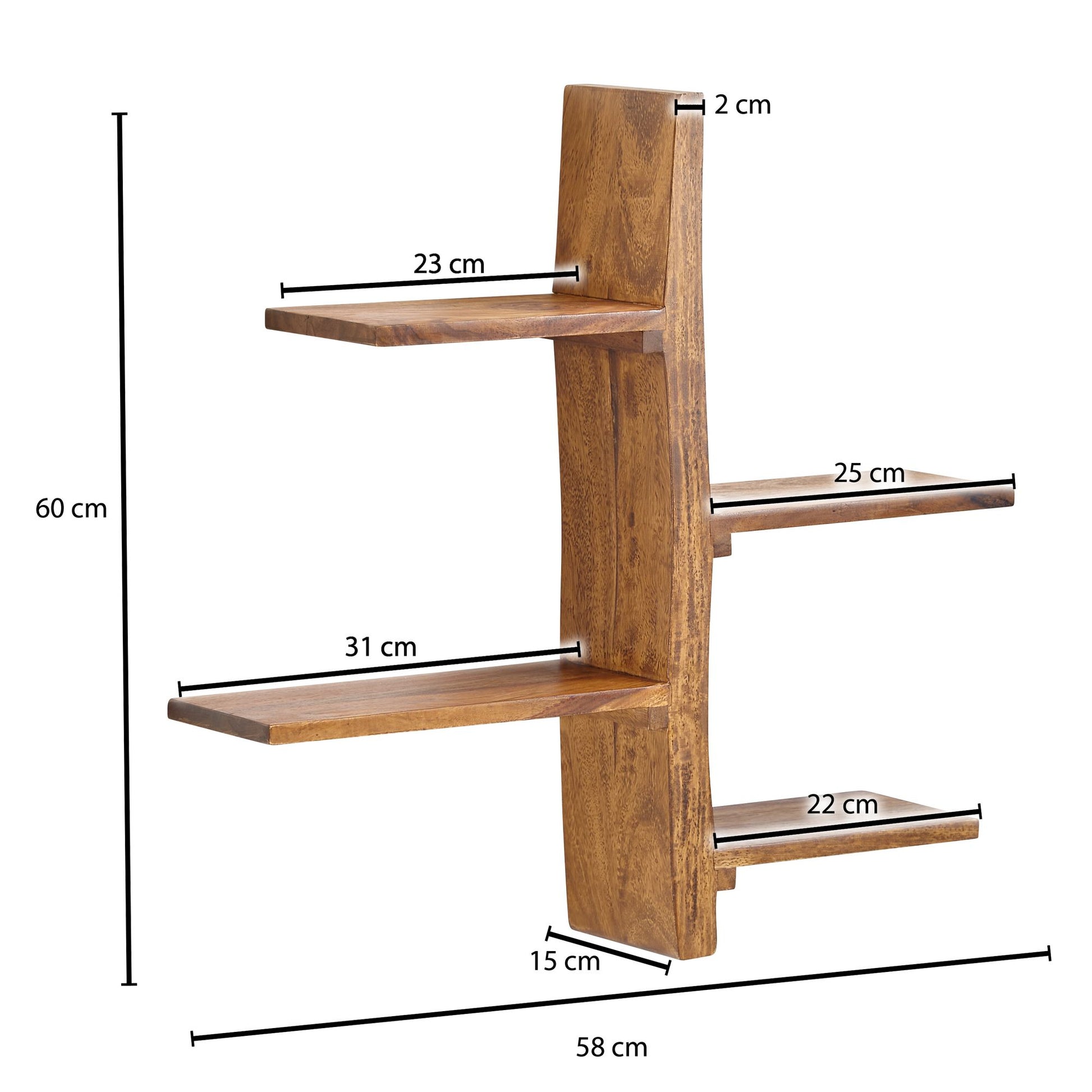 Estantería De Pared 58x60x15 Cm Madera Maciza De Sheesham_3