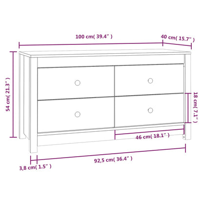 Armario Auxiliar De Madera Maciza De Pino Gris 100x40x54 Cm / Vetonek_1