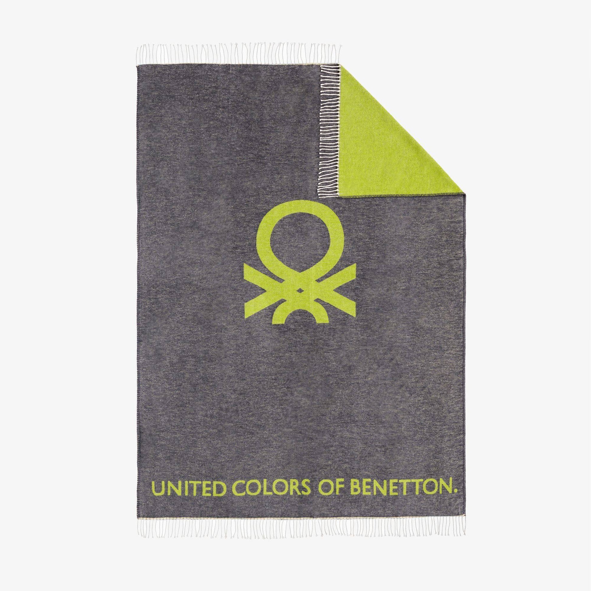 Manta 140x190cm 320gsm 60%algodón 40%acrílico En Marrón Y Verde Con Logo