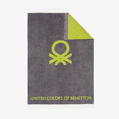 Manta 140x190cm 320gsm 60%algodón 40%acrílico En Marrón Y Verde Con Logo