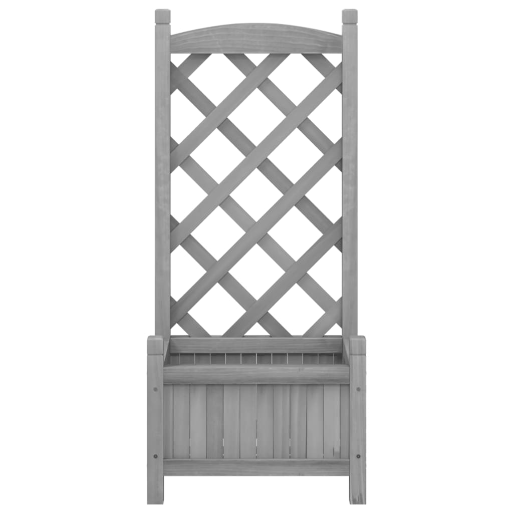 Jardinera Con Enrejado Gris 40x30x90 Cm Madera Maciza De Abeto_3