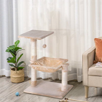 Pawhut Rascador Árbol Gatos Centro Actividad Plataforma Caseta Sisal Natural_1