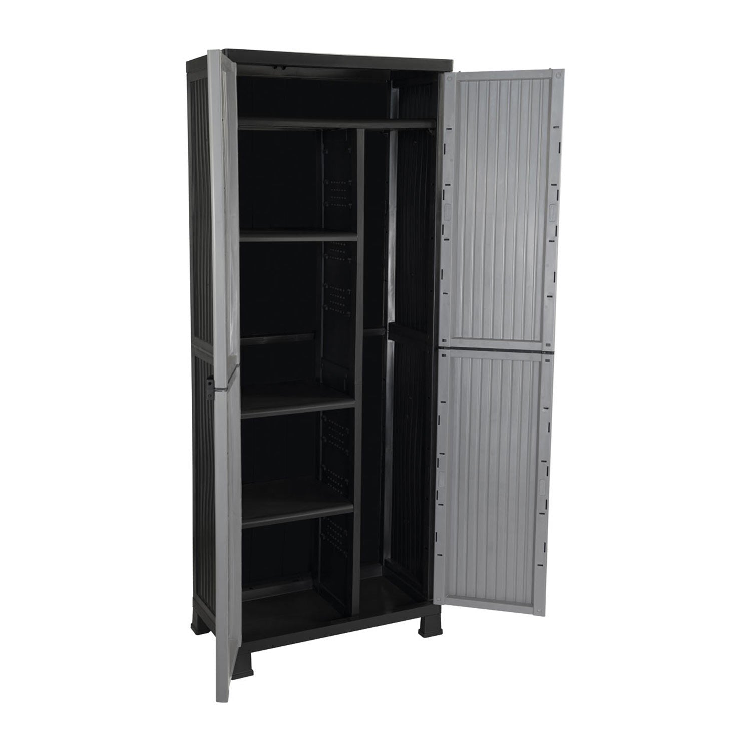 Armario De Resina Exterior Con Escobero Y 4 Baldas 171x68x39cm 7house_2
