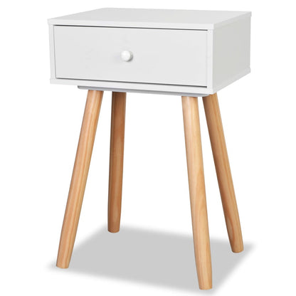 Mesitas De Noche 2 Uds Madera Maciza De Pino Blanco 40x30x61 Cm_1