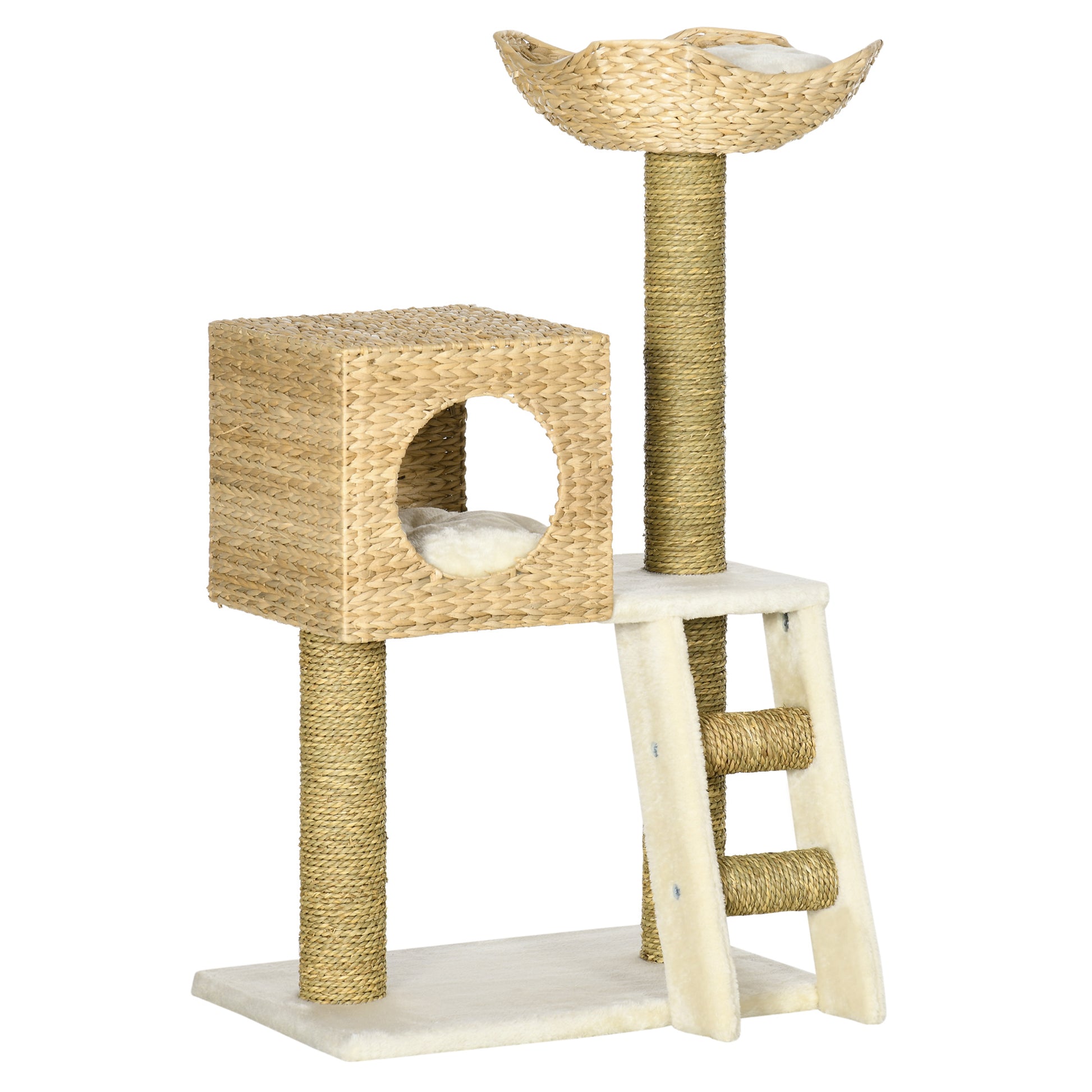 Pawhut Árbol Rascador Para Gatos Medianos Altura 100,5cm Con Cama Superior Cueva_0