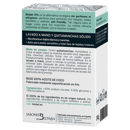 Jabón pastilla coco Biobel 0% 240g