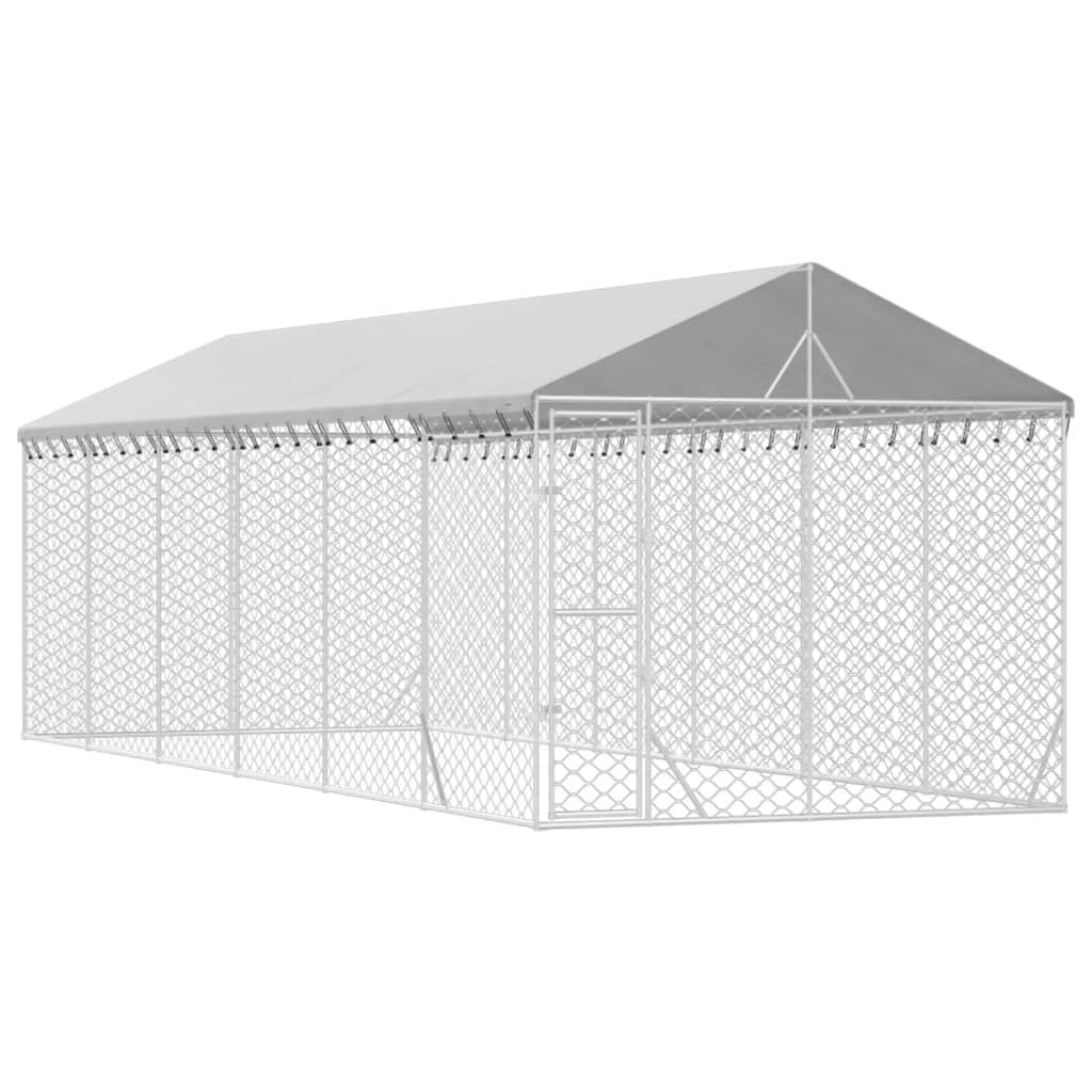 Vidaxl Perrera De Exterior Con Techo Acero Galvanizado Plata 3x9x2,5 M_0