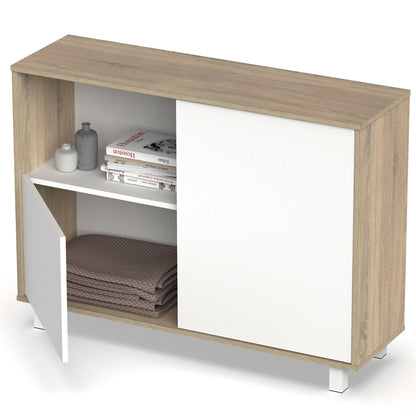 Aparador, Mueble Salón Auxiliar, Buffet, 2 Puertas, 1 Estante 82,5x112x33 Cm Recibidor Moderno, Briebe, Nova, Blanco