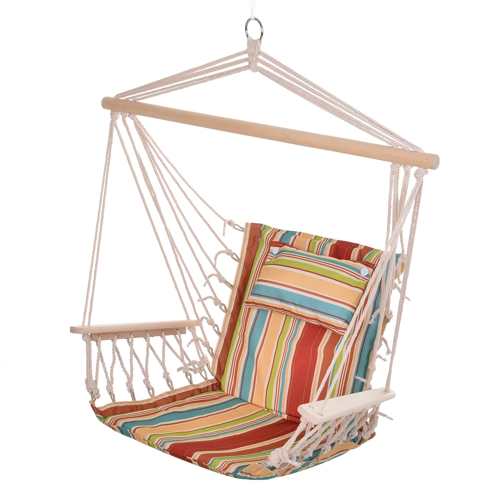 Outsunny Silla Colgante Para Exterior Interior De Rayas 100x106cm Carga 100 Kg_0