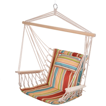 Outsunny Silla Colgante Para Exterior Interior De Rayas 100x106cm Carga 100 Kg_0