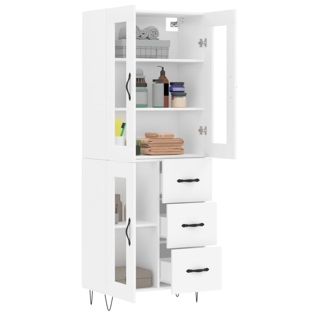 Aparador Alto Madera Contrachapada Blanco 69,5x34x180 Cm_2