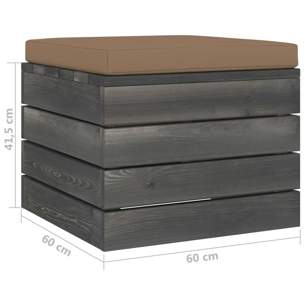 Vidaxl Otomana De Palets De Jardín Con Cojín Gris Taupe Madera De Pino_2