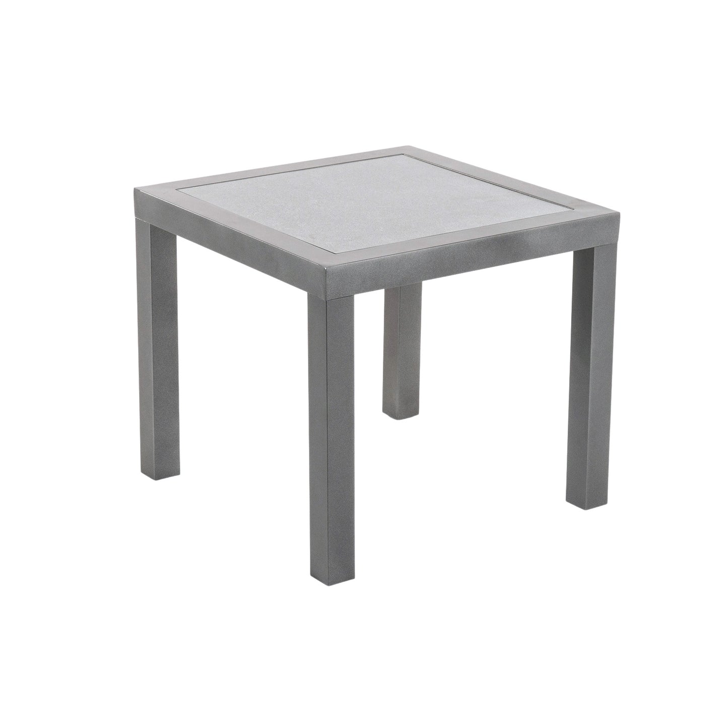 Mesa Auxiliar De Jardín, Tamaño: 50x50x45 Cm, Aluminio Reforzado Color Antracita, Tablero De Cristal Templado Estilo Cerámica_0