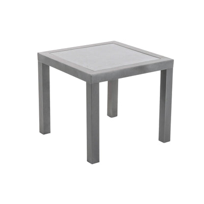 Mesa Auxiliar De Jardín, Tamaño: 50x50x45 Cm, Aluminio Reforzado Color Antracita, Tablero De Cristal Templado Estilo Cerámica_0