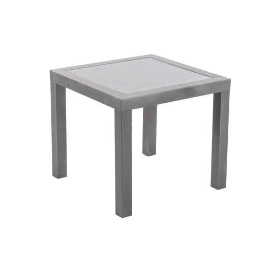 Mesa Auxiliar De Jardín, Tamaño: 50x50x45 Cm, Aluminio Reforzado Color Antracita, Tablero De Cristal Templado Estilo Cerámica_0