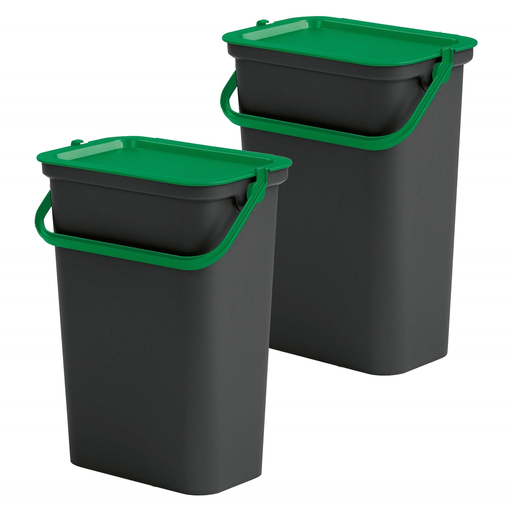 Set De 2 Papeleras moda 10l Con Asa Verde Y Negro_0