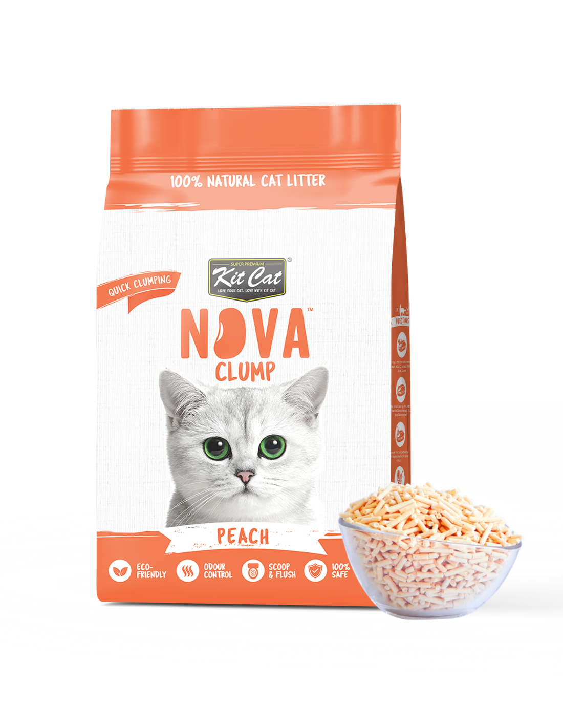 Kit Cat Arena Eco Nova Clump - Peach 7 L Arena para gatos - Frutal, Ligera y Fresca