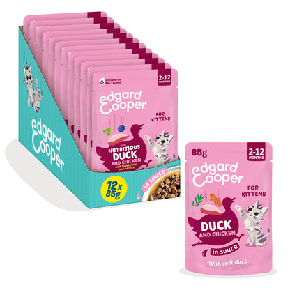 Sobres para gatitos Pato & Pollo en Salsa | Edgard & Cooper 85 g