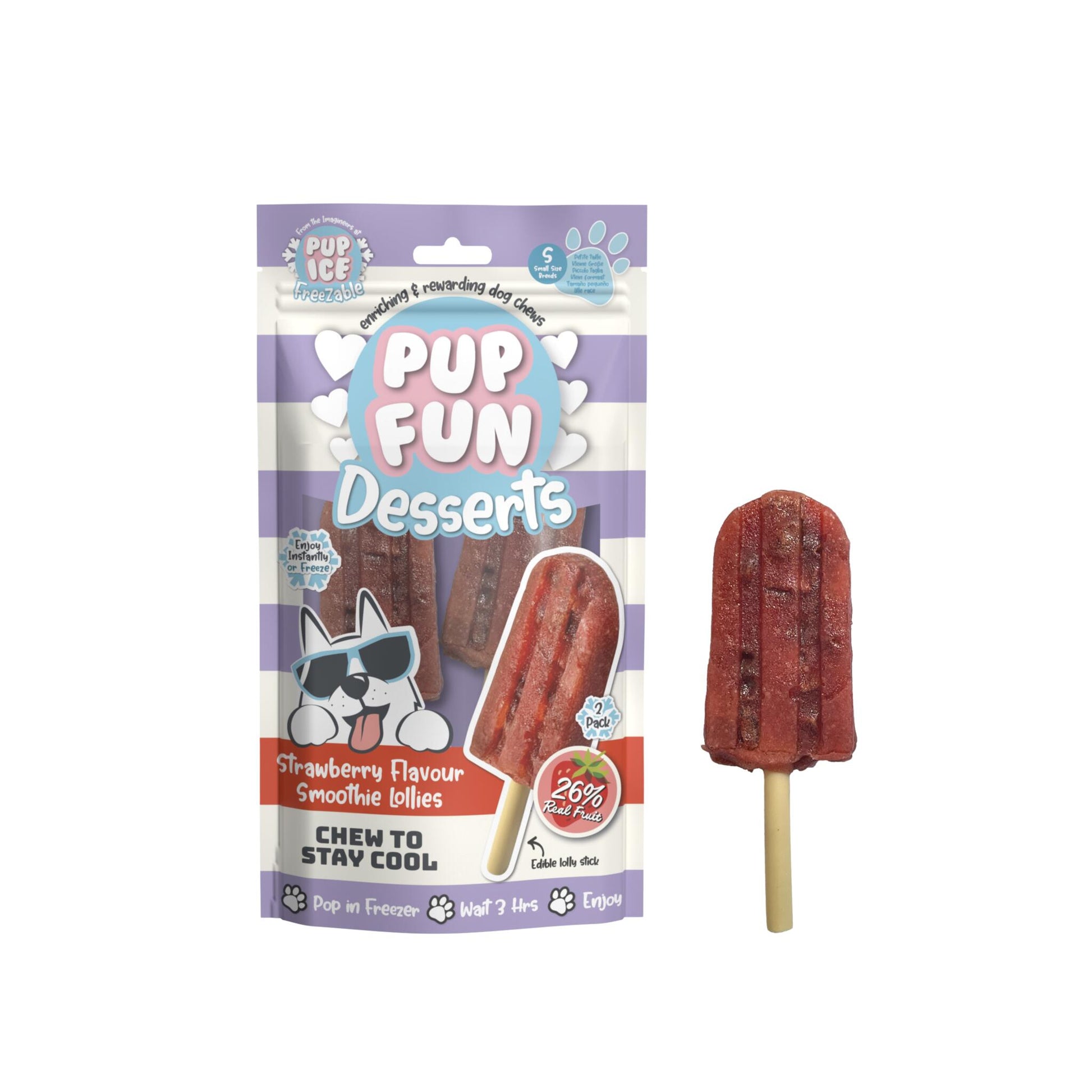 2 Helados Snack Pup Ice Polo Smomthie De Fresa 2 X 60g_0