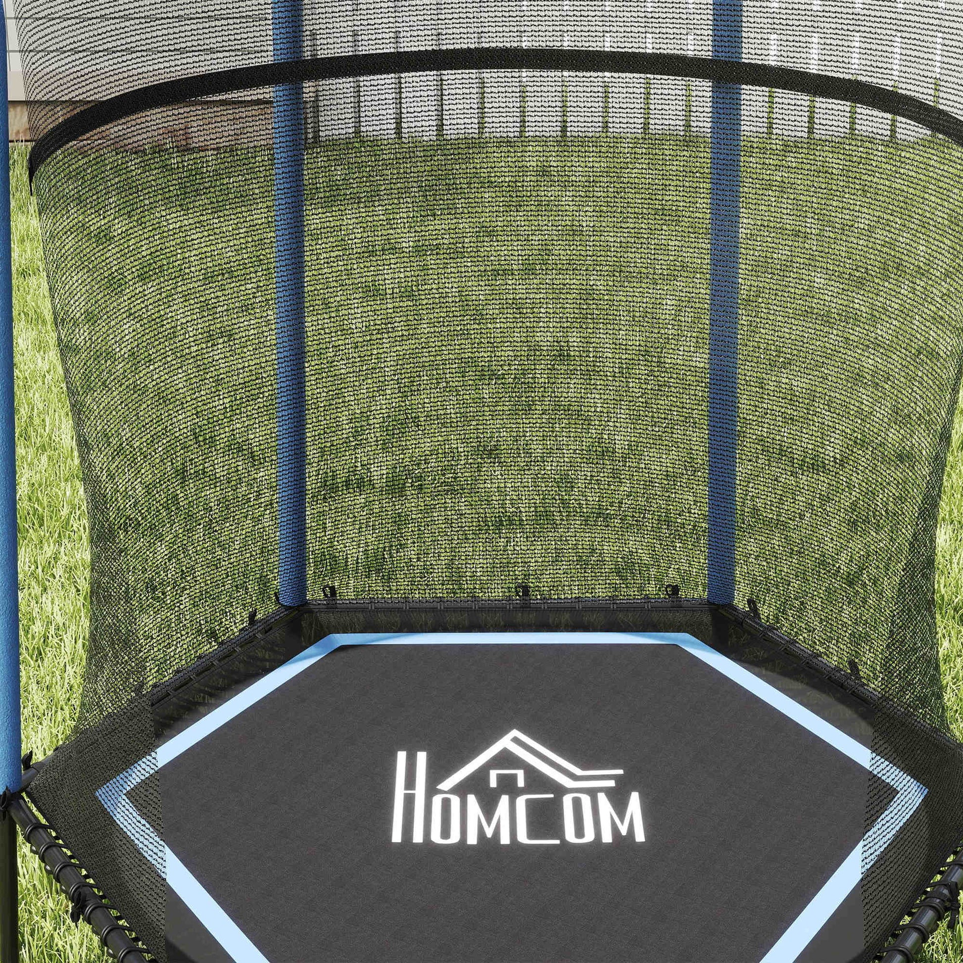 Homcom Cama Elástica Infantil De Jardín 122x111x190 Cm Carga 50 Kg Negro Y Azul_3