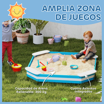 Aiyaplay Arenero Para Niños De +3 Años Con 4 Asientos 133x133x16 Cm Azul Blanco_3