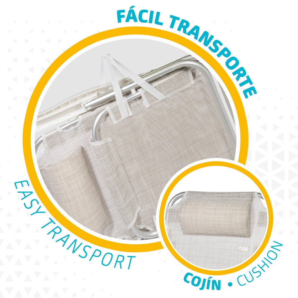 Aktive Silla Plegable Multiposición Beige C/cojín_3