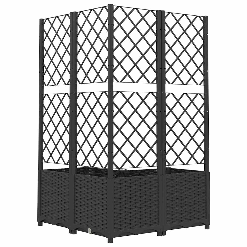 Jardinera Con Enrejado Pp Negro 80x80x136 Cm_2